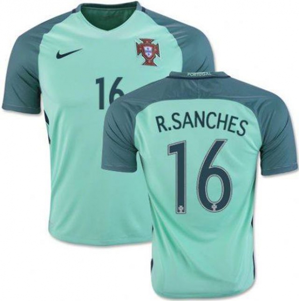 Portugal R. Sanches 16 Trikot Away Jersey in Grün